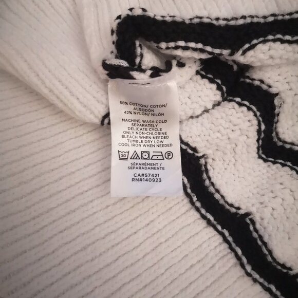 Loft Ladies Size Medium Long Sleeve Black & White Loose Fit Sweater - Picture 4 of 7